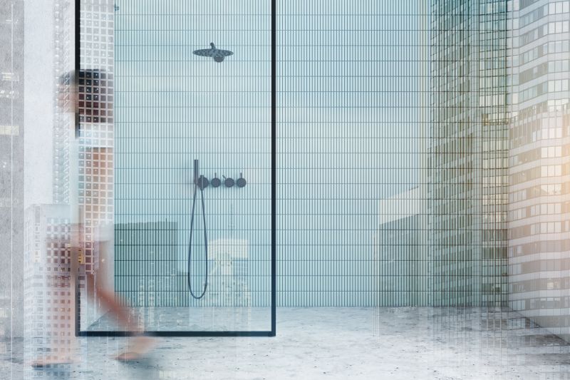 Glass Shower with Textured Tiles